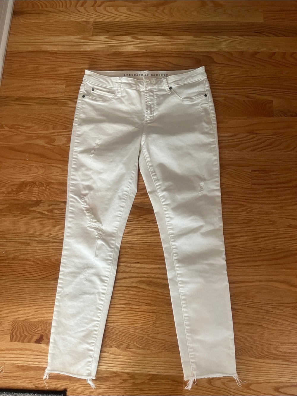 Articles Of Society White Skinny Jeans with Subtle Distress